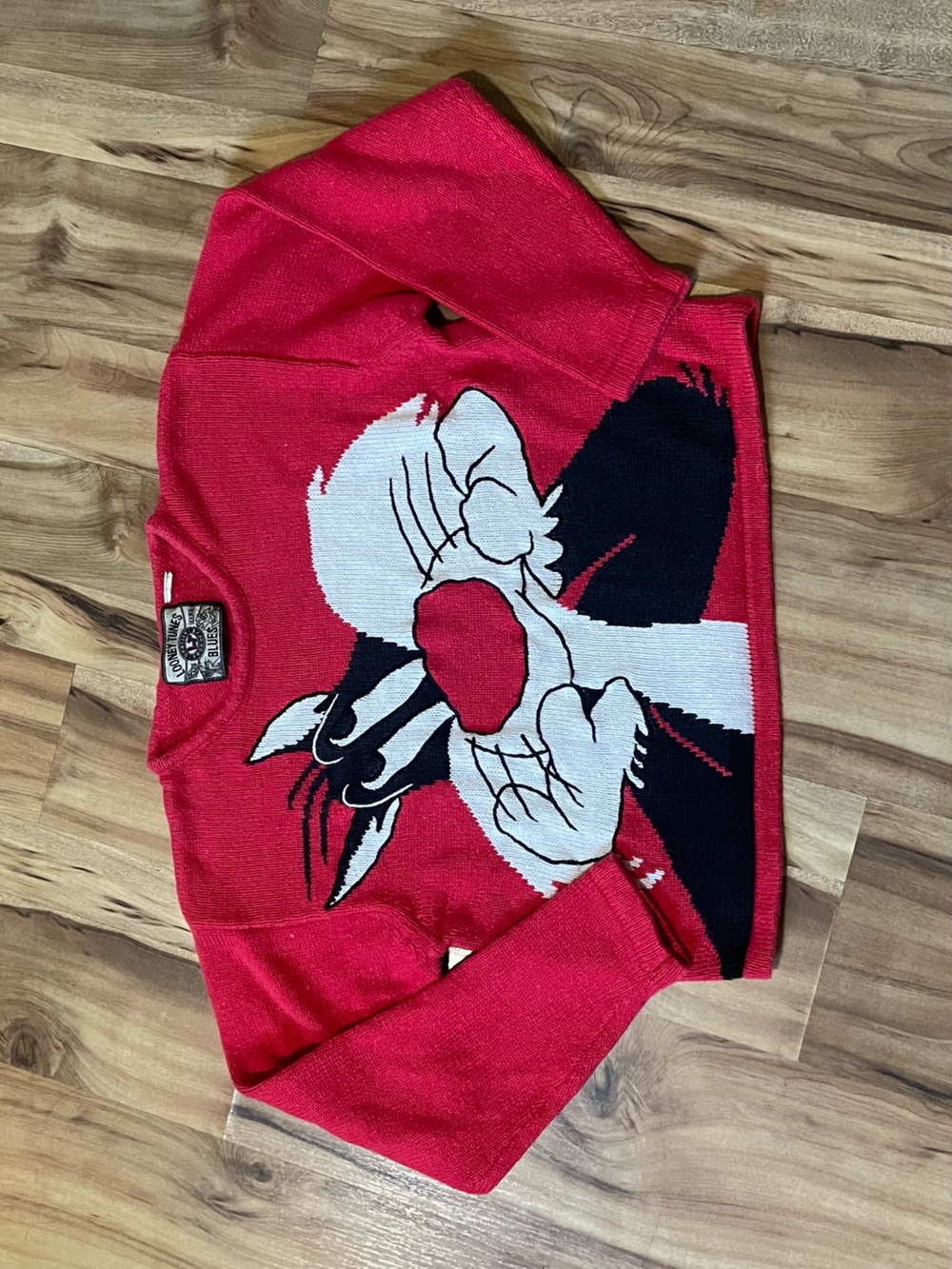 Vintage 90s Looney Tunes Sylvester Red Crewneck Knit Sweater S